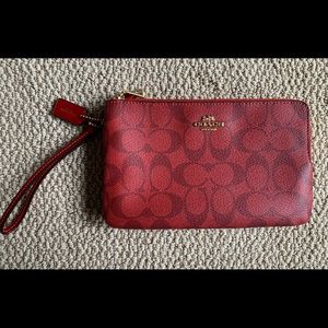 Coach double zip corner clutch